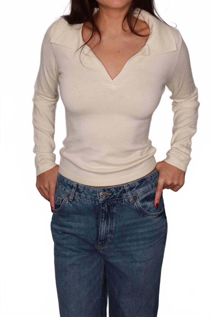 NEW ET CLET logan long sleeve top in white